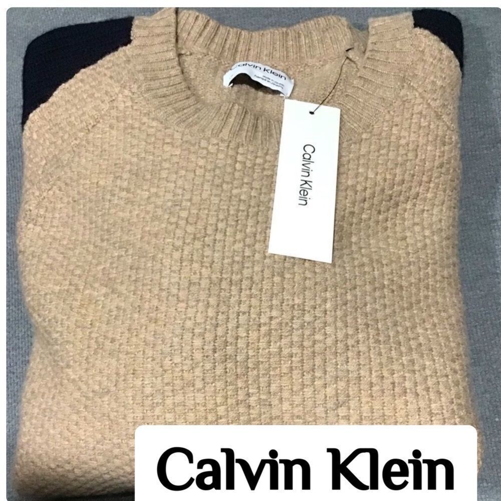 CALVIN KLEIN Cashmere WOOL Men’s Color-blocked Sweater Large